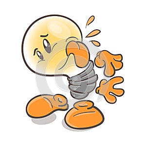 Emotional character cartoon lightbulb. Distaste.On white background