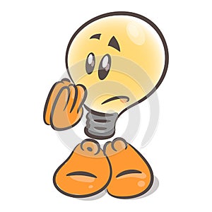 Emotional character cartoon lightbulb. Request. On white background