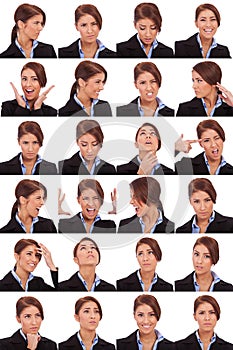 Emotional collage of a businesswoman's faces