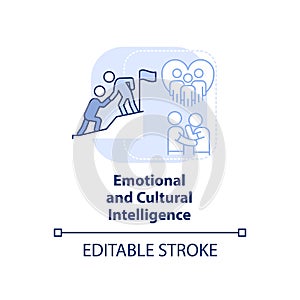 Emotional and cultural intelligence light blue concept icon
