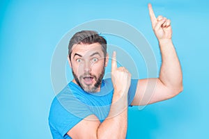 Emotional of excited man. Human reaction and emotions. Close up of excited man with facial expression. Happy and excited