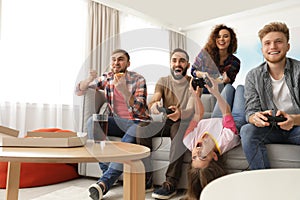 Emotional friends playing video games