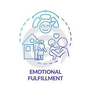 Emotional fulfillment blue gradient concept icon