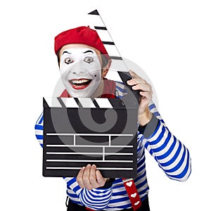 Emotional funny mime actor wearing sailor suit