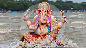 Emotional ganesh chaturthi idol immersion in rivers and oceans captured during ceremony