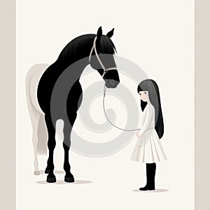 Emotional Gothic Illustration Of A Girl And Horse In Mary Jane Ansell Style