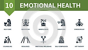 Emotional health set. Creative icons.
