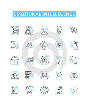 Emotional intellegence vector line icons set. Self-awareness, Empathy, Interpersonal, Awareness, Perspective