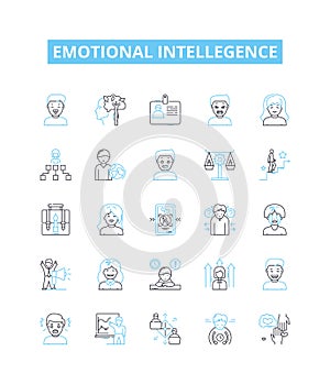 Emotional intellegence vector line icons set. Self-awareness, Empathy, Interpersonal, Awareness, Perspective