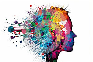 Emotional intelligence is defined as the ability to understand and manage your own emotions. Many color gears in the silhouette of