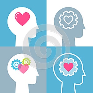 Emotional Intelligence, Feeling and Mental Health Concept Vector Illustrations Set