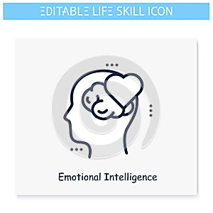 Emotional intelligence line icon. Editable