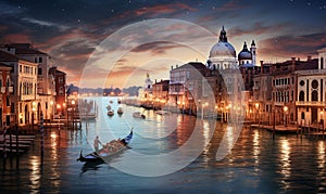 Emotional night view in Venice Ai generated