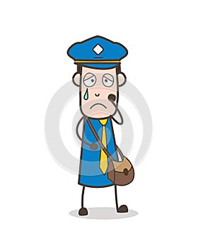 Emotional Postman Crying Face Vector