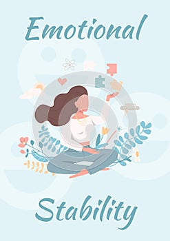 Emotional stability poster flat vector template