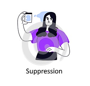 Emotional suppression, face expressions control, inhibition, psychology concept. Regulating feelings, reducing