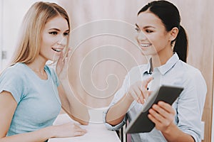 Emotional Woman and Receptionist in Beauty Salon.