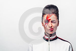 Emotional young woman with make-up