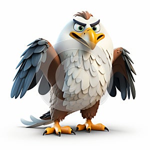 Emotionally Charged 3d Render Of Cartoon Eagle With Bald Head photo