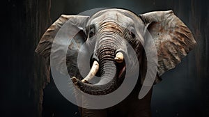 Emotionally Charged Elephant Portrait In Cinema4d: Powerful Tuskers Behind Dark Background