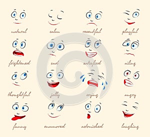 Emotions. Cartoon facial expressions