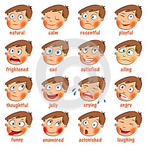 Emotions. Cartoon facial expressions photo