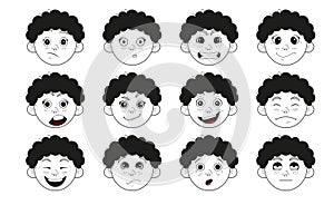The cute boy faces by different emotions