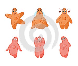 Emotions icons set. Cartoon starfish - vector illustration isolated
