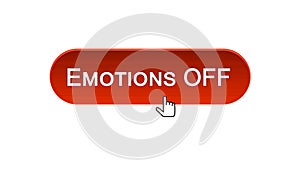 Emotions off web interface button clicked with mouse cursor, red color design