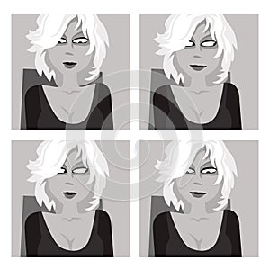 Emotions. Portrait of a woman with different expressions.