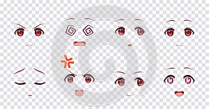 Emotions red eyes of anime manga girls