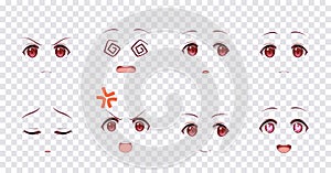 Emotions red eyes of anime manga girls photo