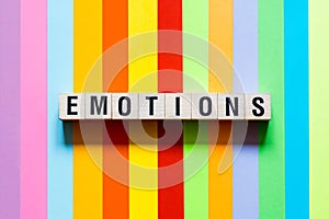 Emotions word concept on cubes