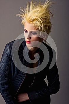 Emotive beautiful punk blond girl