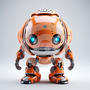 Emotive Orange Robot On Gray Background: A Unique Babycore Frogcore Creation