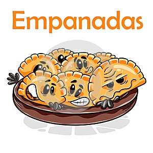Empanadas. Funnny cartoon character. Vector isolated background photo