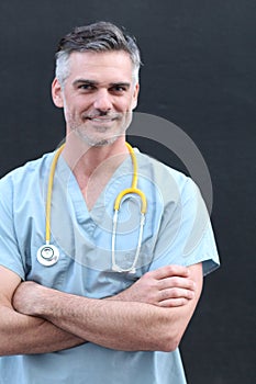 Empathetic doctor smiling close up