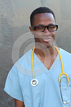 Empathetic doctor smiling close up