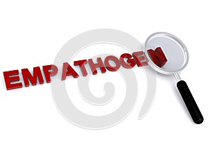 empathogen with magnifier glass on white