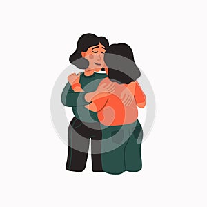 Empathy. Empathy and Compassion concept - young woman hugging a sad woman.