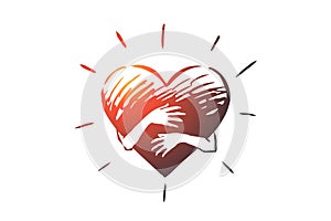 Empathy, heart, love, charity, support concept. Hand drawn isolated vector. photo