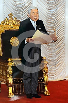 Emperor Akihito in the parliament, Tokyo, Japan