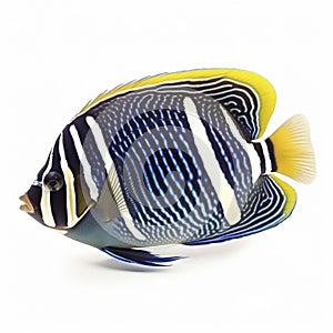 Emperor angelfish on white background, created with generative AI