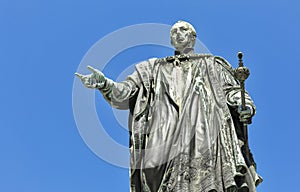 Emperor Francis II statue closeup in Graz, Austria