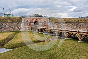 Emperor gates and wooden bridge in Daugavpils fortress