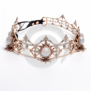 Emperor-inspired Gold Plated Diamond And Pearl Crown Choker