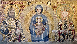 Byzantine mosaic in Hagia Sophia in Istanbul, Turkey