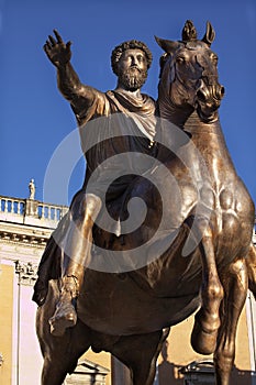 Emperor Marcus Aurelius Bronze Statue Rome photo