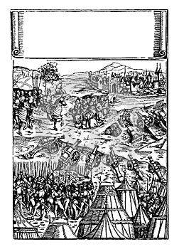 The Emperor Maximilian Receiving the Submission of a Besieged City, vintage illustration
