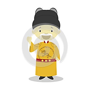 Emperor Ming Hongwu cartoon character. Vector Illustration.